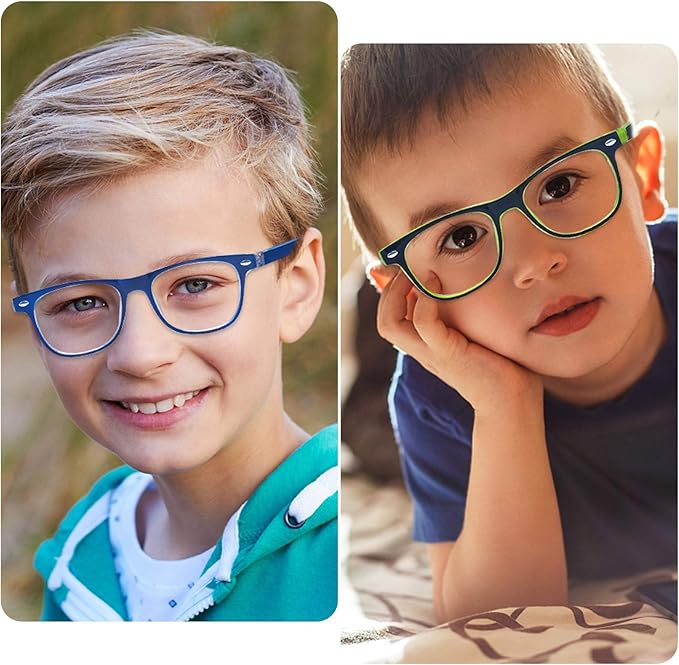 ALWAYSUV Blue Light Glasses For Kids Computer Gaming Blocking Glasses Anti-Radiation UV 400 Protection Eyewear 3-12 Age (Blue+Purple)
