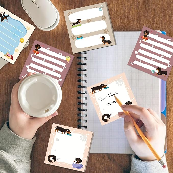 Dachshund Sticky Notes Gifts - 9Pack Cute Sticky Notes 3x3 Weiner Dog Gifts for Women Cartoon Dachshund Notepads Dog Self-Stick Notes Pads Office School Supplies Dachshund Gifts 450 Sheets