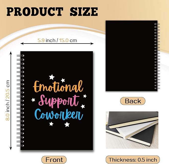 YAZMEEN Coworker Blank Spiral Notebook(160 Pages) Emotional Support Coworker Hardcover Sketchbook Coworker Encouragement Notebook Funny Appreciation Gift for Office Colleague Boss Friend Team Member
