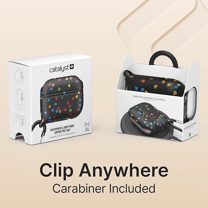 Catalyst Waterproof Case for AirPods Pro 2nd Generation and AirPods Pro 1st Generation - Wireless and USB-C Charging Compatible, One Piece Design, High Drop Protection Case with Carabiner