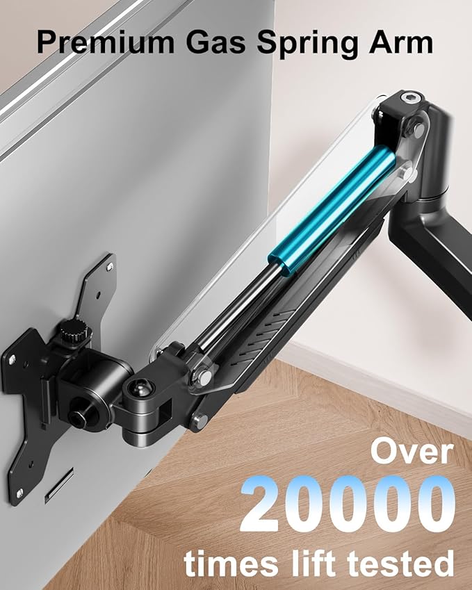 Dual Monitor Stand Holds 4.4-22 lbs Each, Dual Monitor Arm for 2 Monitors, Height Adjustable Computer Desk Mount for Max 32 inch Screens, VESA Mount with C-clamp & Grommet Base, Freelift Black