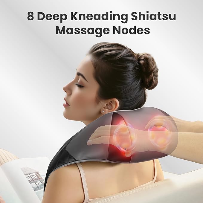 COMFIER Shiatsu Neck Shoulder Massager, Back Massager with Heat,Gifts for Mom Dad Deep Tissue 4D Kneading Massage Pillow with Portable Storage Bag, Home, Office and Car Use