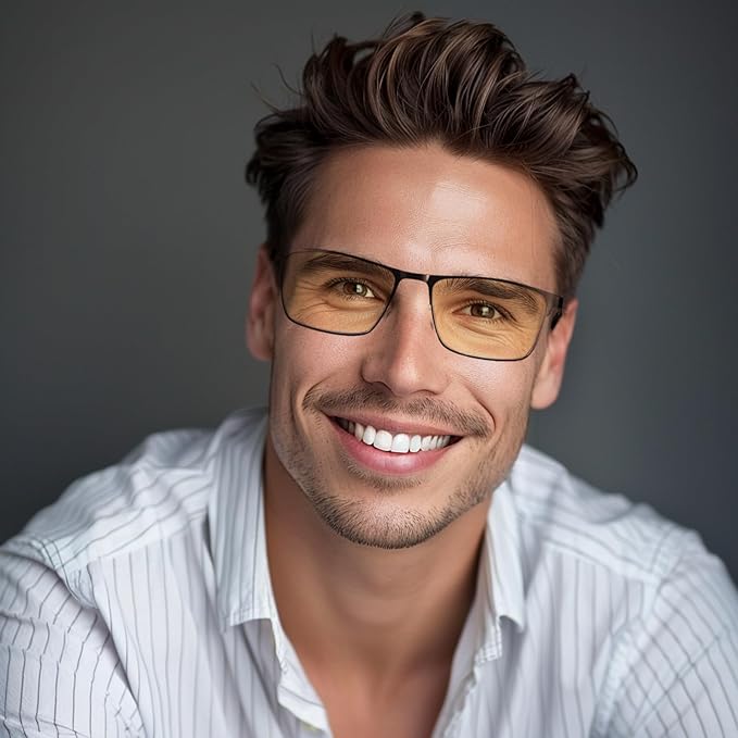 YIMI Mens Blue Light Glasses Men Computer Gaming BlueLight Blocking Glasses Metal Anti Eyestrain Clear Lens Eye Protection