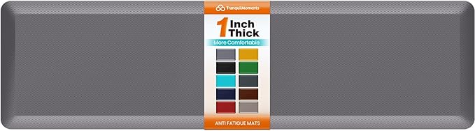 Kitchen Mats for Floor, 1 Inch Extra-Thick Kitchen Rugs, Non-Slip & Waterproof Standing Desk Mat, Comfort Anti Fatigue Mats for Kitchen Floor, Home, Sink, Office (20" X 72", Grey)