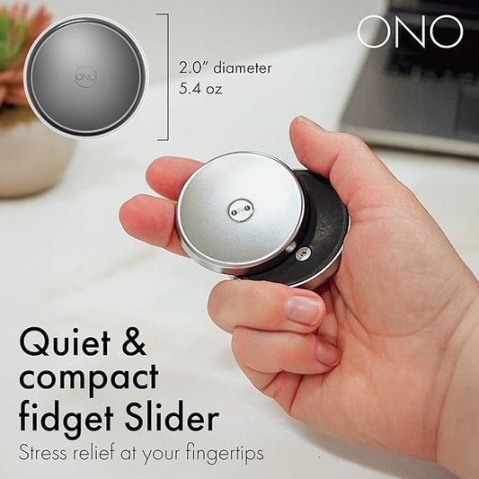 ONO Slider - Handheld Fidget Toy for Adults | Help Relieve Stress, Anxiety, Tension | Promotes Focus, Clarity | Compact, Portable Design (Natural - Stainless Steel)