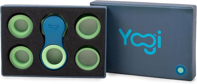 Yogi Fidget Toy – Silent Sensory Spinner for Adults & Kids – Stress Relief Fidgets for ADHD, Anxiety – Fidget Toys for Adults – Includes 5 Finger-Fit Rings – Work, School & Travel – 2-Pack