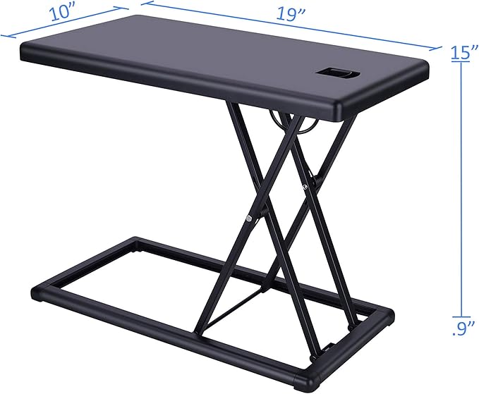 Rocelco 19" Portable Laptop Riser, Height Adjustable Travel Standing Desk Converter, Premium Compact Sit Standup Keyboard Monitor Rising Workstation with Carry Bag, Black R PDRB