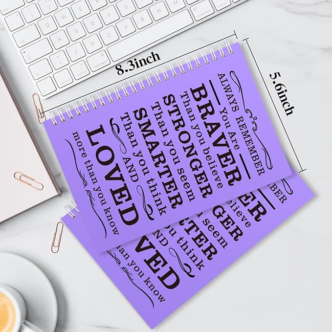 2 Pcs A5 Spiral Notebook,Inspirational Journal,Motivational Journal for Women Men,100 Pages Lined Spiral Journal Notebook College Ruled Daily Diary for School,Travel,Business,Work (Always-Purple)