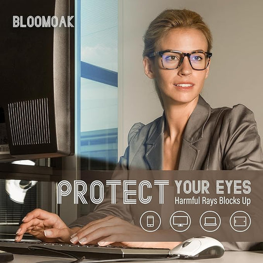 Bloomoak-99% Blue Green Light Blocking Glasses - Gaming Glasses - Anti Glare - Anti Fatigue -Suitable for Screens, Games, TVs