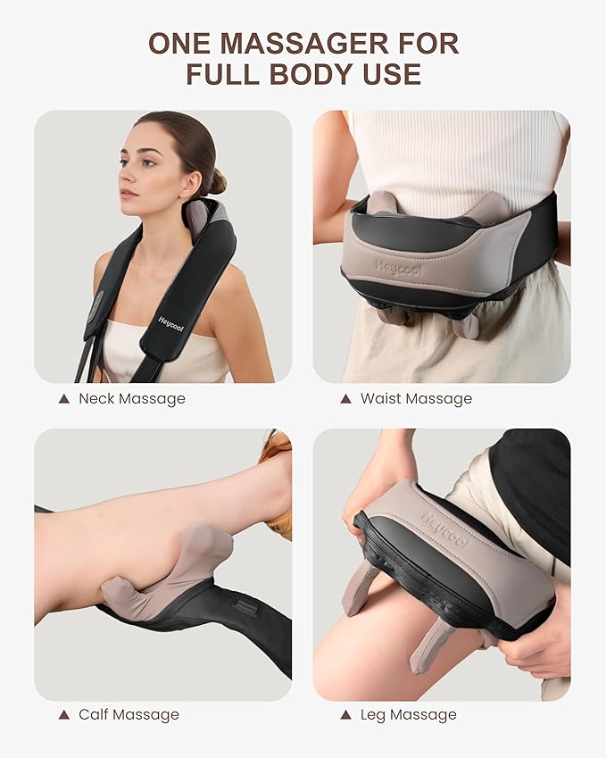 Cordless Neck and Shoulder Massager with Heat, Shiatsu Neck Back Massager Deep Tissue, 3 Massage Intensity & 3 Heating Area, Gifts for Women, Men