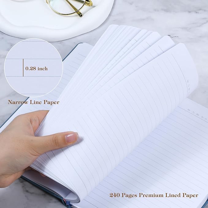 POPRUN A5 Lined Journal Notebooks, 8 Pack Leather Hardcover Thick Notebook for Writing, Business Work, Travel, School, College, 5.5 x 8.3 inch, 240 Pages Classic Ruled Journals Notepad, Multicolored