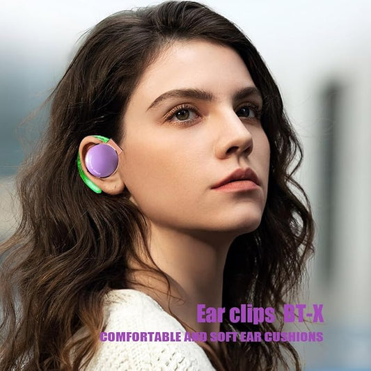 On Ear Headphones Bluetooth, Noise Cancelling Open Ear Headphones Wireless, Clip On Sport Headset Bluetooth with 4 Microphone, Comfort Fit Earphones with Long Battery Life