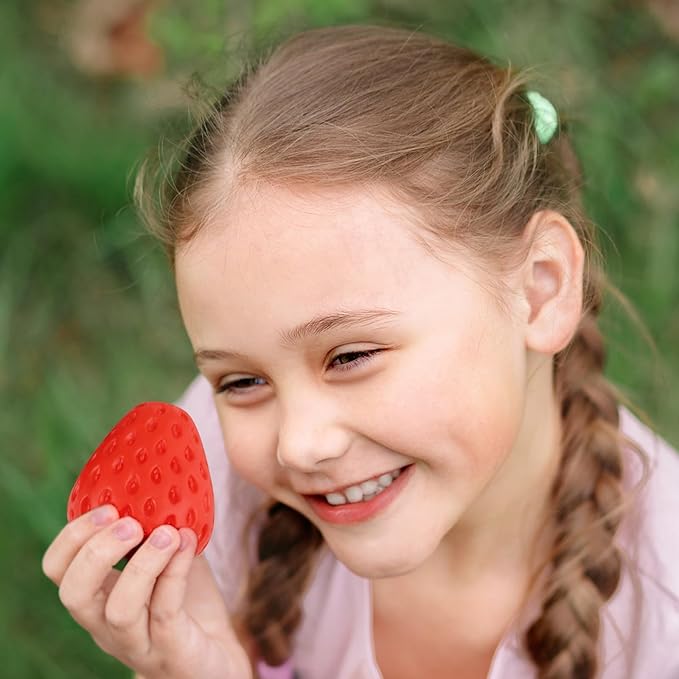 Anboor Strawberry Squishies Toy Simulation Strawberry Stress Balls Fruit Sensory Toys for Anxiety Relief