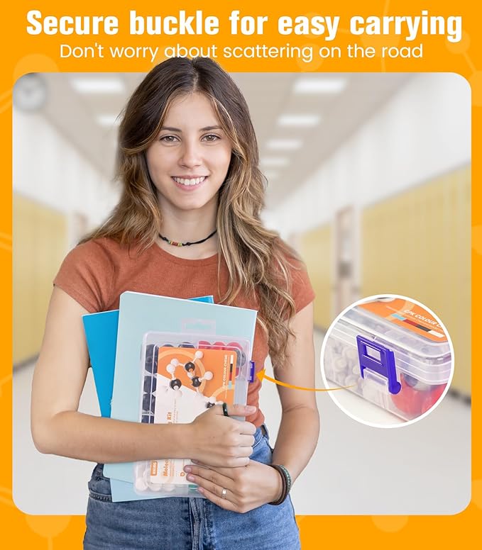 Organic Chemistry Model Kit-124 PCS,Portable Molecular Model Kit for Chemistry Classes,Atomic Element Model Set for Organic&Inorganic Learning,Supply to Students & Teachers