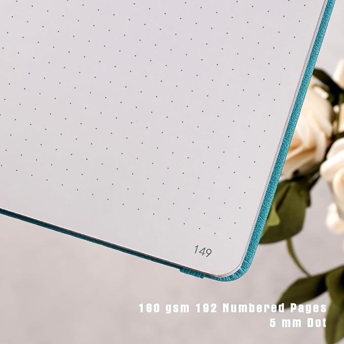 TIEFOSSI Bullet Dot Journal, Vintage Journal Notebook for Women Men, 160 GSM 192 Premium Pages, A5 Hardcover Journaling Notebooks Gift, for Travel Office Daily Writing