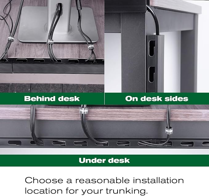 Cable Raceway Kit, PHERKORM Cable Management Under Desk, Integrated Connection Cover Cable Organizer, Cord Organizer for Hiding Computer, TV,Network - 6x15.4inch Black.