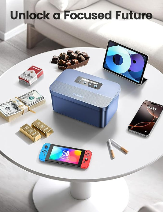 Vaydeer Safe Timed Lock Box, Phone Lock box with Timer Unplug from Phones, Video games, Social media, Snacks&Cravings,Self-Control Lockable Storage Box Boost Your Mental Health