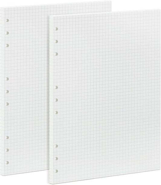90 Sheets Planner Refill Paper 5mm Squared Inserts Paper B5 9 Holes Binder Grid Notepaper for Filofax Bullet Journals Diary (7.09x10.04 inch)