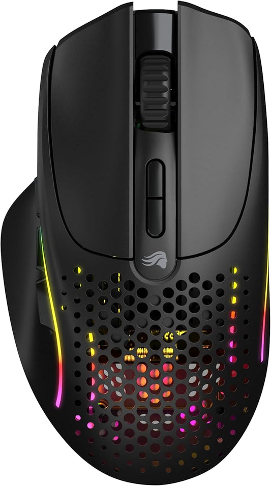 Glorious Gaming Model I 2 Wireless Gaming Mouse - Hybrid 2.4Ghz & Bluetooth, 75g Superlight, 9 Buttons (2 Swappable), RGB, PTFE Feet, MMO/MOBA/FPS, Long Battery Life, Side Thumb Rest - Black