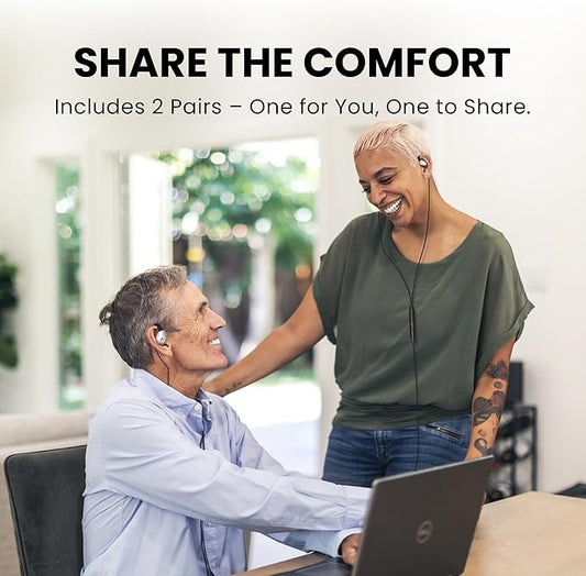 Avantree Resolve (Small & Large Sizes) – 2 Pack Wired Open-Ear Earbuds w/Inline Mic, Comfort Fit, Aware Listening, Over-Ear Hook Headphones for Office, Home, Outdoor Use, 3.5mm AUX