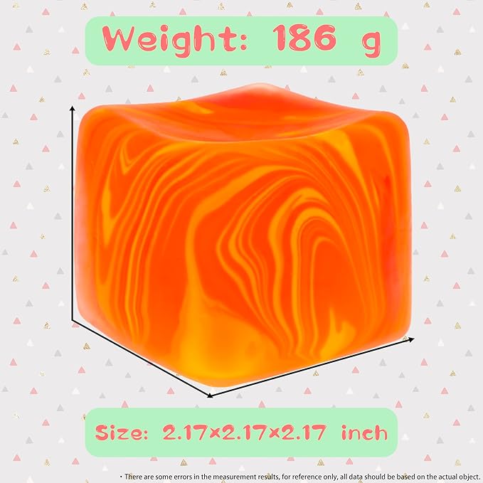 Slow Rising Stress Cube , Dough Stress Balls Soft Fidget Squishy Toys for Anxiety Relief, Pull Stretch Classroom Prize Party Favors Toys for Kids