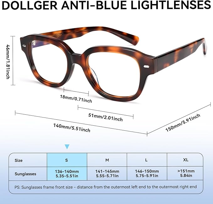 Dollger Blue Light Blocking Glasses For Woman Square Men Rectangle Computer BlueLight Glasses Non-Prescription Glasses