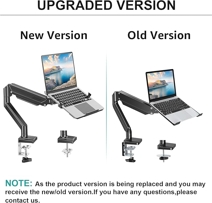 MOUNT PRO Laptop Arm Mount for Desk, 2 in 1 Function Monitor Laptop Stand, Fits Max 17" Notebook and 32" Computer Screen, Aluminum Single Monitor Holder with Adjustable Tray, Holds up to 19.8lbs