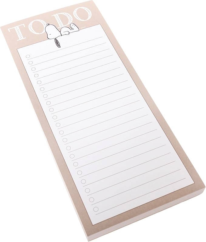 Graphique Snoopy Magnetic Notepad, 100 Tear-Away Sheets for Grocery, Shopping & To-Do Lists, Magnetic Writing Pad for Fridge, Kitchen, Office, Fun Gift for Snoopy Lovers