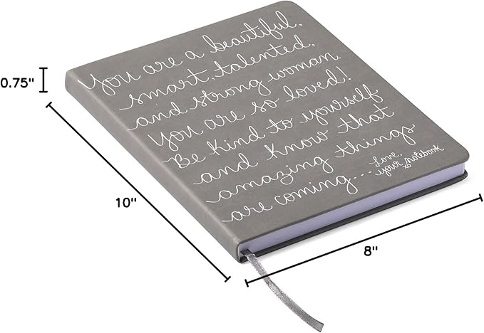 WORLD TRAVELER Eccolo Dayna Lee Collection Grey “Love, Your Notebook” 8x10 Inspiring Hardcover Journal/Notebook, 256 Acid-Free Lined Pages