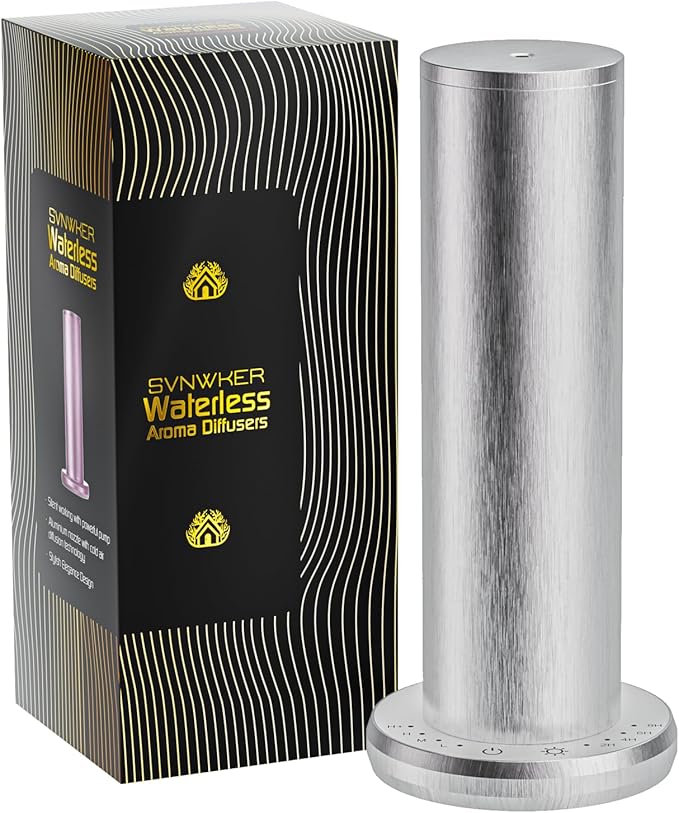Waterless Essential Oil Diffuser,Aromatherapy Diffusers,Scent Diffusers for Home,Large Room, Hotel Scent Diffuser, 1000sq.ft, Aroma Diffusers (Silver)