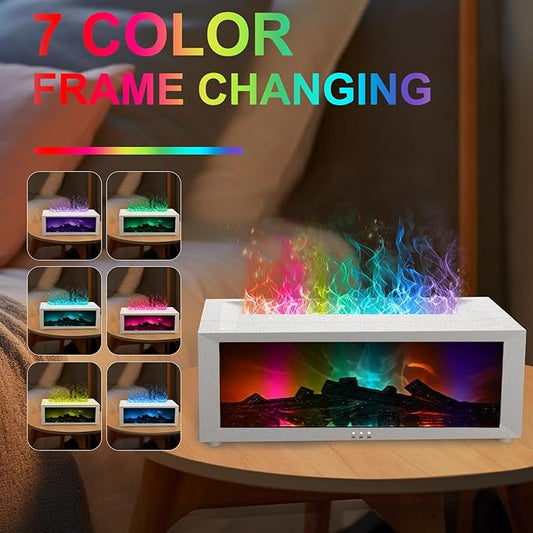 Fireplace Diffuser Humidifier,Fireplace Aromatherapy Essential Oil Diffuser, Ultrasonic Colorful Cool Mini Flame Fire Aroma Humidifier with Timer for Home,Bedroom,Office,Yoga