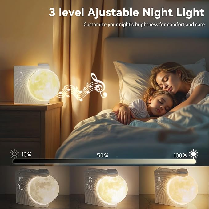Sunrise Alarm Clocks for Heavy Sleepers,Night Lamp Clocks for Bedrooms with Moon Light,10 Light Effects,30/60/90 Timer,10 Sleep Nature Sounds,15 Ringtones,12 Volume Control with Snooze Function