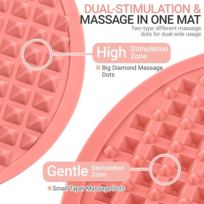 Upgrade Silicone Foot Massage Mat, Large Reflexology Mat for Feet Relaxation, Portable Foot Acupressure Mat with Dual-Side Usage, Foldable Standing Desk Mat for Pain, Fatigue Relief(Pink-XL)