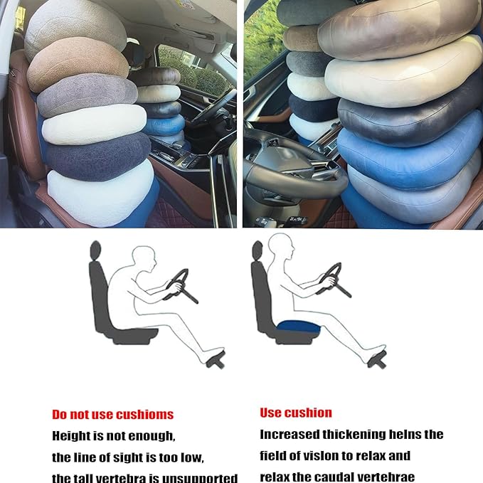 Super Thicken Car Seat Cushion for Adults-Car Booster Seat for Short Drivers-Increase The Field of View by 12cm/4.7in,Plush shell, breathable,with handle,easy to carry,for Cars,Office,Home(Dark Gray)