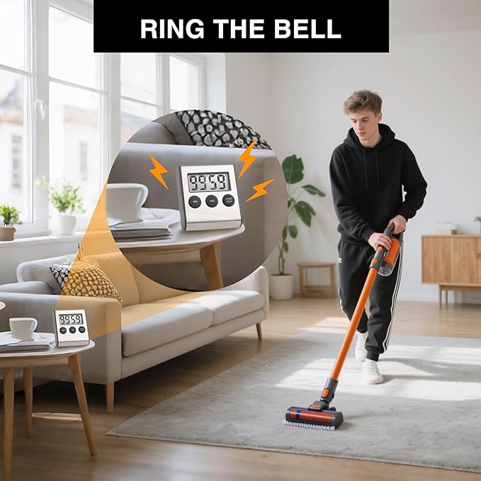 Digital Kitchen Timers for Cooking Strong Magnetic Stainless Steel Countdown Timer for Baking Exercise Office Classroom-1PACK