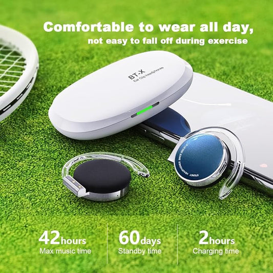 Open-Ear Headphones Bluetooth V5.3, On Ear Headphones Wireless with Earhooks, Ear Clip On Earphones, Sports Headset Bluetooth with 4 Microphones, Noise Cancelling/Long Battery Life