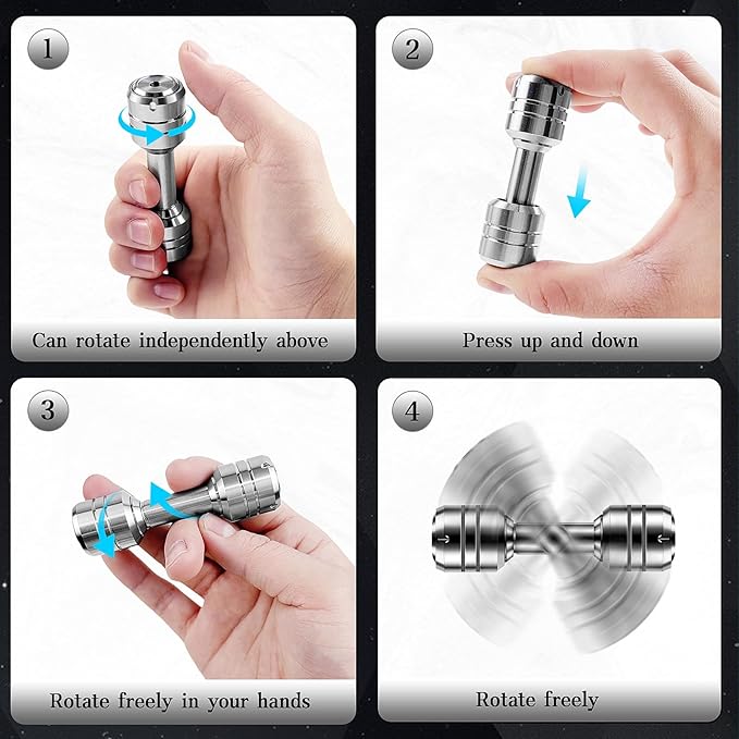 Fidget Toys Fingertip Dumbbell for Adults, 2 in 1 EDC Metal Fidget Spinners, Fidget Spinner for Anxiety Relief Autism Therapy, Stress Relief, Office Gadgets Gift for Adults Teens (Dumbbell)