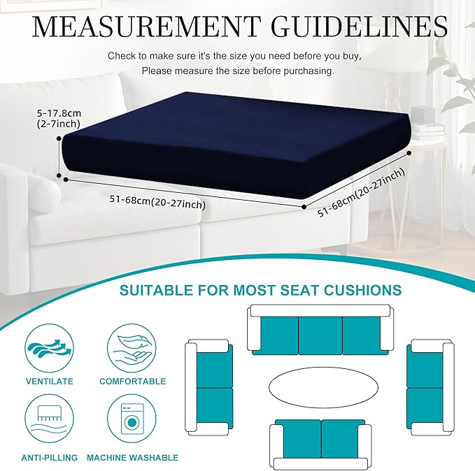 14Pcs Stretch Patio Cushion Covers,Outdoor Couch Covers Replacement,Outdoor Couch & Sofa Slipcovers,for Patio Furniture Cushion Covers,Washable Reusable Furniture Protector (Navy Blue,Cover Only)