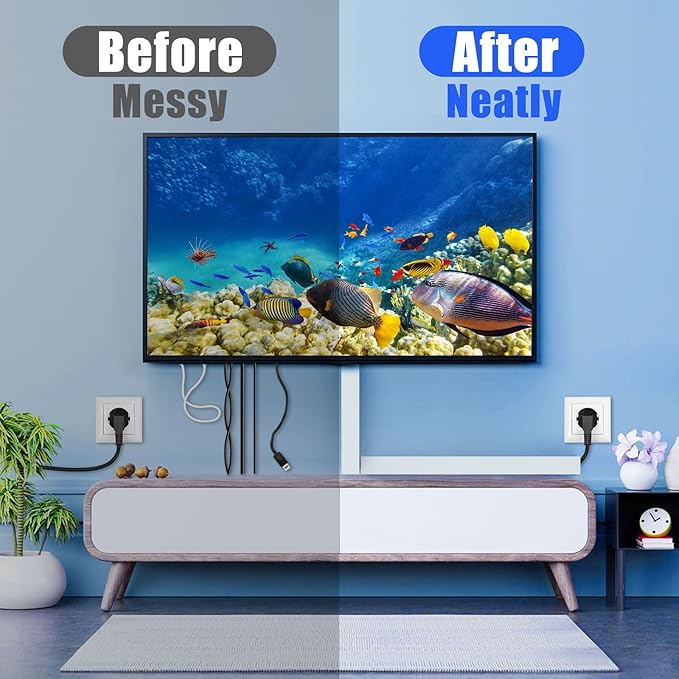 Wire Duct Kit, Open Slot Cable Management Raceway, 123in Track Desk Channel, Cord Cover Wiring, Cable Raceway Kit to Hide Wall Mount TV Cables - 8x15.4in X 1.97in X 1.97in