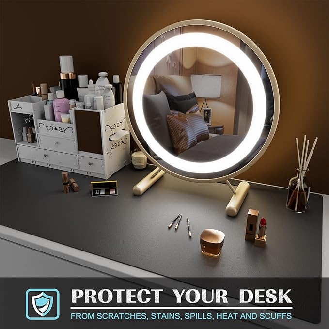 K KNODEL Large Office Leather Desk Mat, Mouse and Keyboard Pad, Computer and Laptop Mat, Desktop Protector and Cover, Writing Pad and Blotter (35.4"x17", Dark Gray)