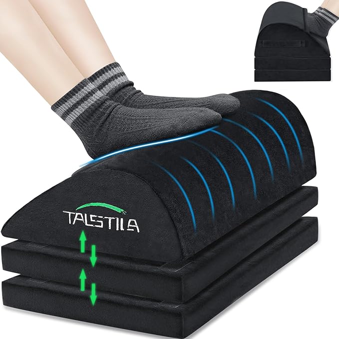TALSTILA Foot Rest for Under Desk at Work, Under Desk Footrest, Ergonomic 3 Adjustable Heights Footrests, Footrest with Feet Warm Pocket, for Office Desks & Office Chair - Back & Leg Hip Pain Relief