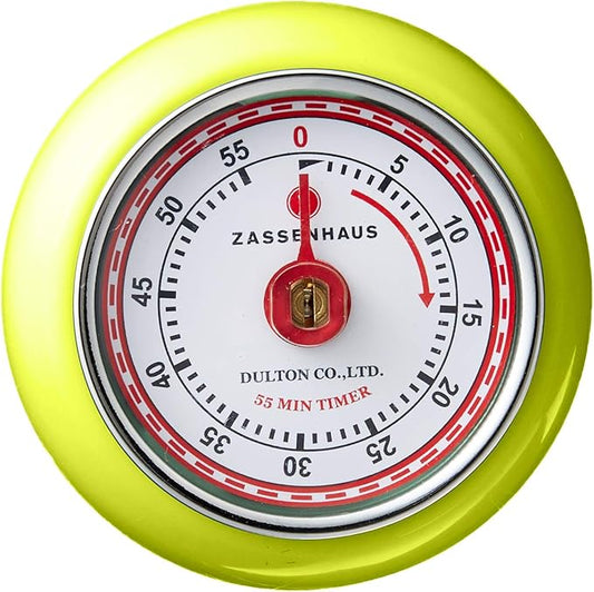 Zassenhaus Magnetic Retro Kitchen Timer, Classic Mechanical Cooking Timer (Kiwi Green)
