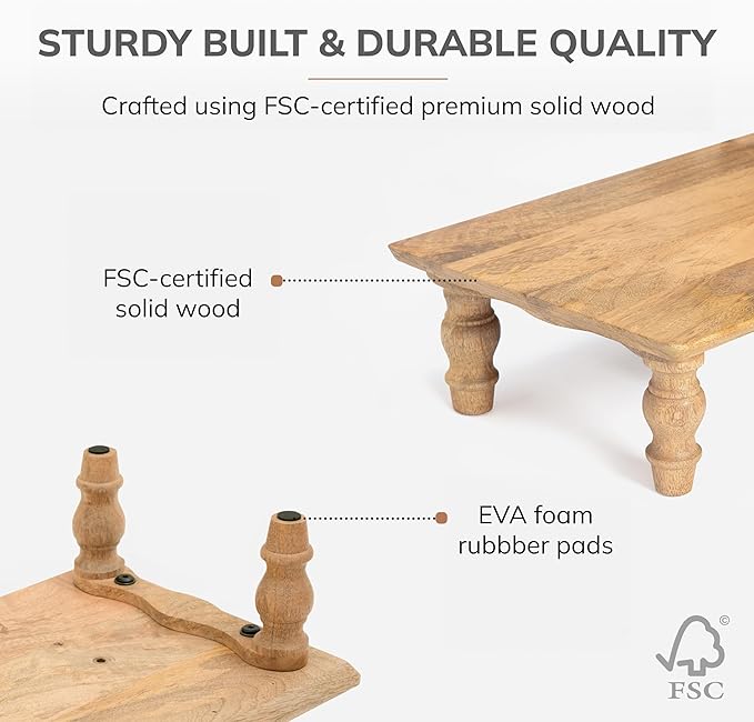 Anji Mountain Monitor Stand - Desktop Organizer & Laptop Riser, Ergonomic Monitor Riser, Space-Saving Monitor Stand for Desk, Durable Construction, Easy Assembly, Ideal for Home & Office,Mango