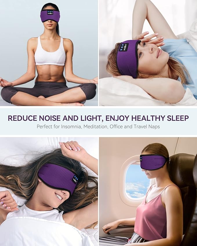 MUSICOZY Sleep Headphones Bluetooth 5.4 Headband Headphones Super Soft & Breathable, Wireless Sleeping Eye Mask Earbuds Earphones for Side Sleepers Mom Women Cool Tech Gadgets Gifts