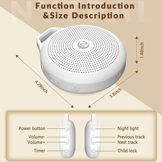 Portable White Noise Sleep Sound Machine for Home and Travel. Perfect for Your Sleeping Baby with a dimmable Night Light and Long Battery Life. Baby Essential Adult/Child Lock Feature