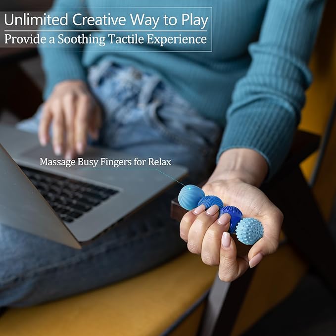 Silicone Magnetic Balls Fidget Toys for Adults & Teens,4PCS Stress Relief Sensory Toys for Autism ADHD Anxiety,Fun Textures Gadgets,Office Desk Toy,Stocking Stuffers for Men Women Teen Gifts