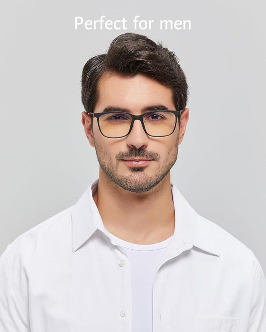 ANRRI Blue Light Blocking Glasses, Anti Eyestrain Lens Lightweight Frame Eyeglasses, Black Fream Red Temple, Men/Women…