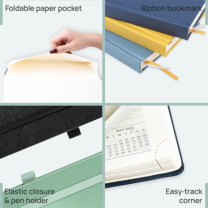 POPRUN 2025-2026 Daily Planner One Page Per Day (Medium - 5.75'' x 8.5'') - Academic Calendar (July 2025 - June 2026), 2025 Day Appointment Book with Monthly Tabs, Hardcover - Light Yellow