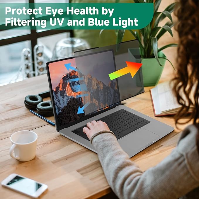 Nano-Suction Laptop Privacy Screen 16 Inch 16:10, Removable Screen Privacy Shield for Laptop, Anti Glare, Anti Bule Light, Screen Protector for Lenovo HP Dell Acer Asus Thinkpad