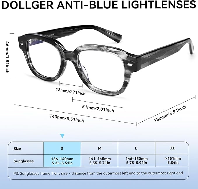 Dollger Blue Light Blocking Glasses For Woman Square Men Rectangle Computer BlueLight Glasses Non-Prescription Glasses